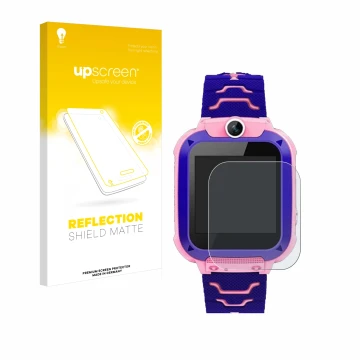 Parte frontal de un envase de producto con el logotipo de la marca upscreen. Al lado se muestra el dispositivo Bothergu Kids S