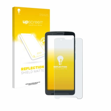 Parte frontal de un envase de producto con el logotipo de la marca upscreen. Al lado se muestra el dispositivo Unitech EA660 c