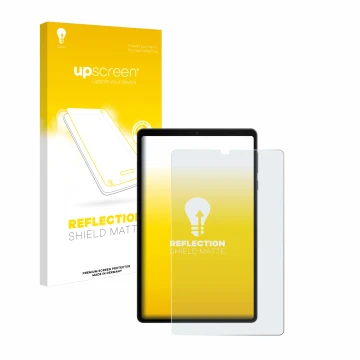 Parte frontal de un envase de producto con el logotipo de la marca upscreen. Al lado se muestra el dispositivo Lenovo Legion T