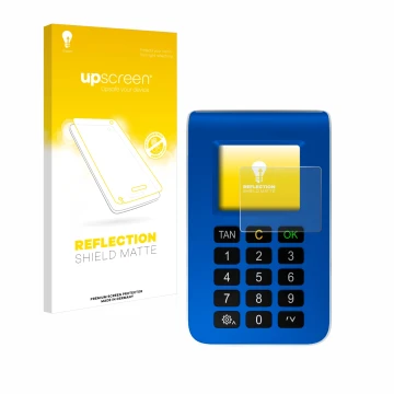 Parte frontal de un envase de producto con el logotipo de la marca upscreen. Al lado se muestra el dispositivo REINER SCT tanJ
