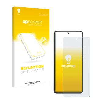 Parte frontal de un envase de producto con el logotipo de la marca upscreen. Al lado se muestra el dispositivo ASUS ZenFone 11