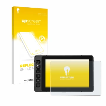 Parte frontal de un envase de producto con el logotipo de la marca upscreen. Al lado se muestra el dispositivo SmallHD Ultra 7