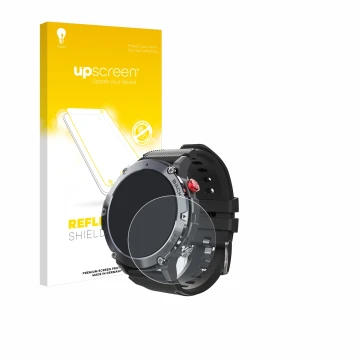 Parte frontal de un envase de producto con el logotipo de la marca upscreen. Al lado se muestra el dispositivo Darmowade Smart