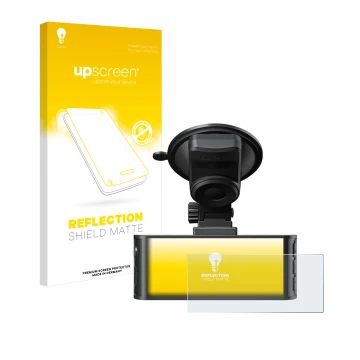 Parte frontal de un envase de producto con el logotipo de la marca upscreen. Al lado se muestra el dispositivo Redtiger F7NS 4