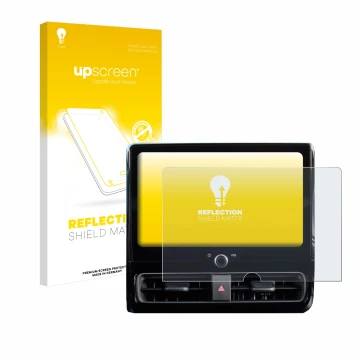 Parte frontal de un envase de producto con el logotipo de la marca upscreen. Al lado se muestra el dispositivo Toyota Yaris 20