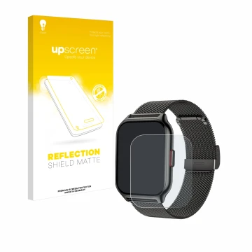 Parte frontal de un envase de producto con el logotipo de la marca upscreen. Al lado se muestra el dispositivo Narcid P95 2