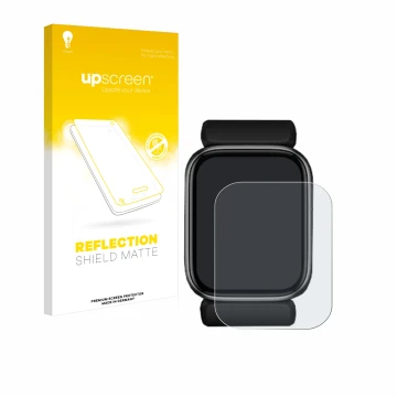 Parte frontal de un envase de producto con el logotipo de la marca upscreen. Al lado se muestra el dispositivo YHE BP Doctor F
