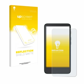 Parte frontal de un envase de producto con el logotipo de la marca upscreen. Al lado se muestra el dispositivo Xiaomi Moaan In