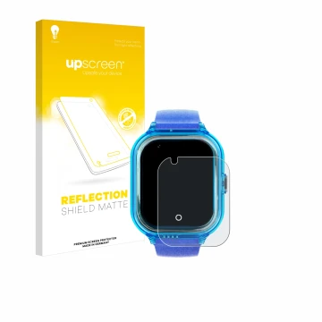 Parte frontal de un envase de producto con el logotipo de la marca upscreen. Al lado se muestra el dispositivo SaveFamily Enjo