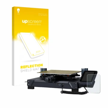 Parte frontal de un envase de producto con el logotipo de la marca upscreen. Al lado se muestra el dispositivo Elegoo Neptun 4