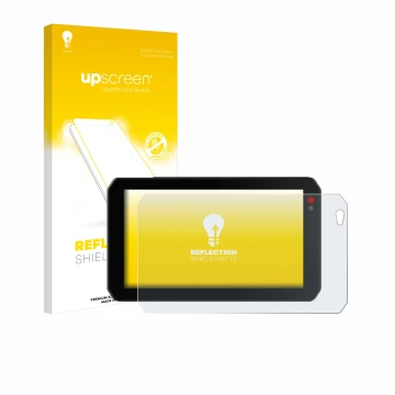 Parte frontal de un envase de producto con el logotipo de la marca upscreen. Al lado se muestra el dispositivo Chigee AIO-5 Li