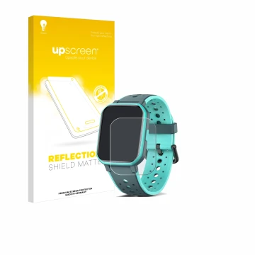 Parte frontal de un envase de producto con el logotipo de la marca upscreen. Al lado se muestra el dispositivo Joyele H79 1.5