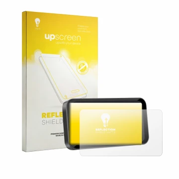 Parte frontal de un envase de producto con el logotipo de la marca upscreen. Al lado se muestra el dispositivo Carpuride W603 