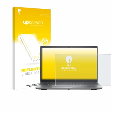 Parte frontal de un envase de producto con el logotipo de la marca upscreen. Al lado se muestra el dispositivo Dell Precision 