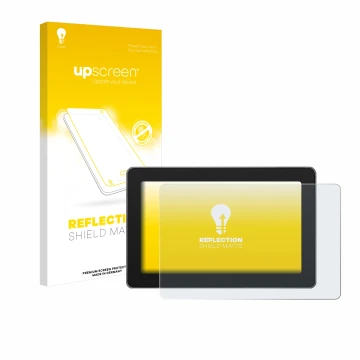 Parte frontal de un envase de producto con el logotipo de la marca upscreen. Al lado se muestra el dispositivo SmallHD Indie 5