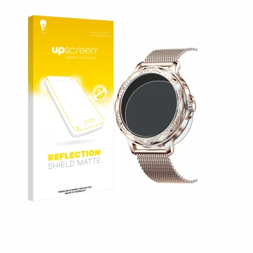 Parte frontal de un envase de producto con el logotipo de la marca upscreen. Al lado se muestra el dispositivo Darmowade Smart