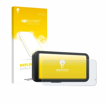 Parte frontal de un envase de producto con el logotipo de la marca upscreen. Al lado se muestra el dispositivo Volam JM5AMVL 6