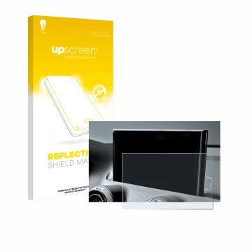 Parte frontal de un envase de producto con el logotipo de la marca upscreen. Al lado se muestra el dispositivo Audi Q2 Facelif