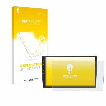 Parte frontal de un envase de producto con el logotipo de la marca upscreen. Al lado se muestra el dispositivo Eonon ua12s plu