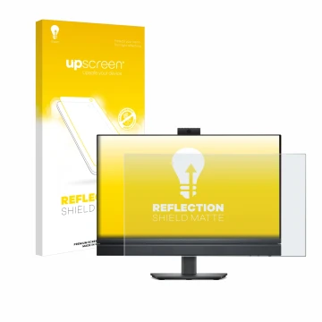 Parte frontal de un envase de producto con el logotipo de la marca upscreen. Al lado se muestra el dispositivo Dell OptiPlex 7