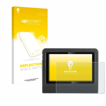 Parte frontal de un envase de producto con el logotipo de la marca upscreen. Al lado se muestra el dispositivo Launch X-431 V 