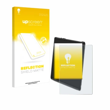 Parte frontal de un envase de producto con el logotipo de la marca upscreen. Al lado se muestra el dispositivo Yestel T15 con 