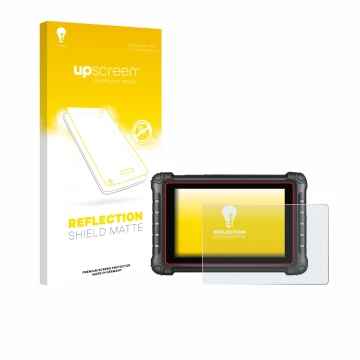 Parte frontal de un envase de producto con el logotipo de la marca upscreen. Al lado se muestra el dispositivo Autel MK900BT c
