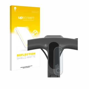 Parte frontal de un envase de producto con el logotipo de la marca upscreen. Al lado se muestra el dispositivo Egret Ey 1 con 