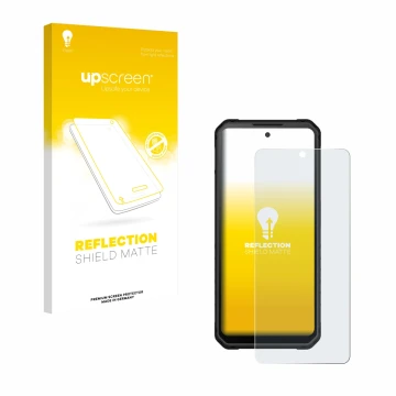 Parte frontal de un envase de producto con el logotipo de la marca upscreen. Al lado se muestra el dispositivo iiiF150 Raptor 