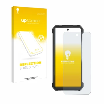 Parte frontal de un envase de producto con el logotipo de la marca upscreen. Al lado se muestra el dispositivo 8849 Tank 3 Pro