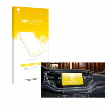 Parte frontal de un envase de producto con el logotipo de la marca upscreen. Al lado se muestra el dispositivo Volkswagen Tour