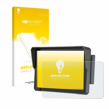 Parte frontal de un envase de producto con el logotipo de la marca upscreen. Al lado se muestra el dispositivo Carpuride W702B