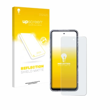 Parte frontal de un envase de producto con el logotipo de la marca upscreen. Al lado se muestra el dispositivo AGM X6 Phantom 