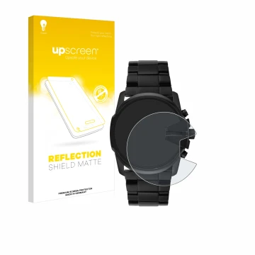 Parte frontal de un envase de producto con el logotipo de la marca upscreen. Al lado se muestra el dispositivo Diesel Master C