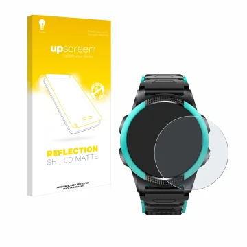 Parte frontal de un envase de producto con el logotipo de la marca upscreen. Al lado se muestra el dispositivo SaveFamily Slim