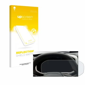 Parte frontal de un envase de producto con el logotipo de la marca upscreen. Al lado se muestra el dispositivo Dacia Duster Ta