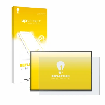 Parte frontal de un envase de producto con el logotipo de la marca upscreen. Al lado se muestra el dispositivo Uperfect UGame 