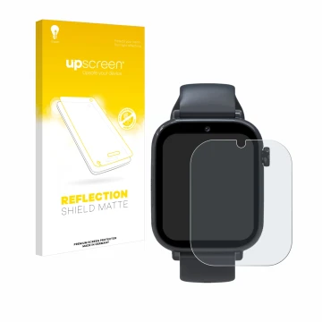 Parte frontal de un envase de producto con el logotipo de la marca upscreen. Al lado se muestra el dispositivo Forever Kids Sm