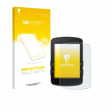 Parte frontal de un envase de producto con el logotipo de la marca upscreen. Al lado se muestra el dispositivo Bryton Rider S5