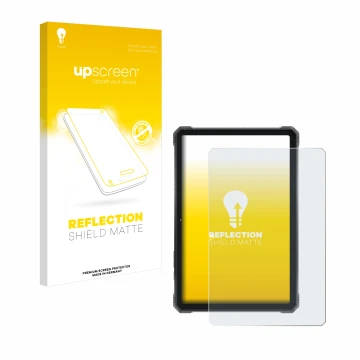 Parte frontal de un envase de producto con el logotipo de la marca upscreen. Al lado se muestra el dispositivo Hotwav R9 Pro c