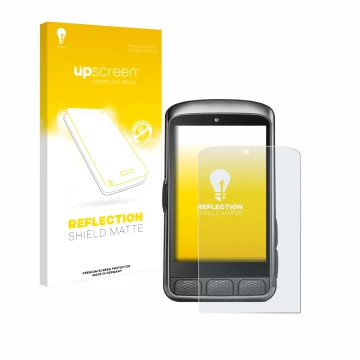 Parte frontal de un envase de producto con el logotipo de la marca upscreen. Al lado se muestra el dispositivo Wahoo Elemnt AC