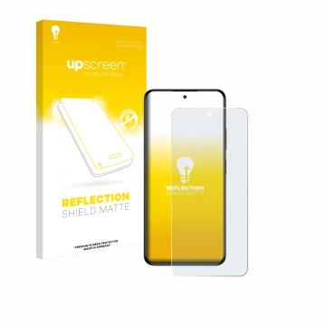 Parte frontal de un envase de producto con el logotipo de la marca upscreen. Al lado se muestra el dispositivo myPhone N23 Plu