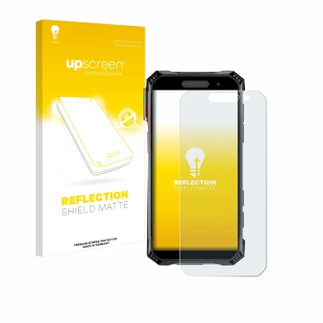 Parte frontal de un envase de producto con el logotipo de la marca upscreen. Al lado se muestra el dispositivo Soyes S10 Max c