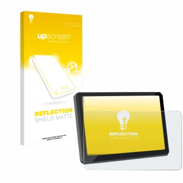 Parte frontal de un envase de producto con el logotipo de la marca upscreen. Al lado se muestra el dispositivo Carpuride W702B