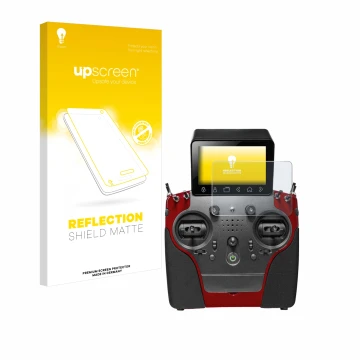 Parte frontal de un envase de producto con el logotipo de la marca upscreen. Al lado se muestra el dispositivo PowerBox System