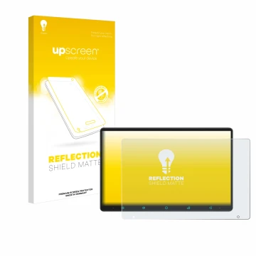 Parte frontal de un envase de producto con el logotipo de la marca upscreen. Al lado se muestra el dispositivo Joying Car Radi