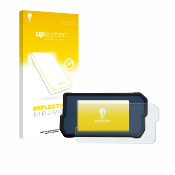 Parte frontal de un envase de producto con el logotipo de la marca upscreen. Al lado se muestra el dispositivo KTM RC125 / RC3