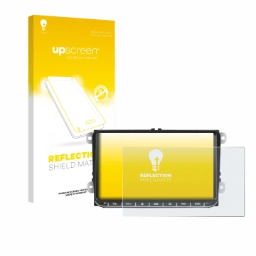 Parte frontal de un envase de producto con el logotipo de la marca upscreen. Al lado se muestra el dispositivo Essgoo AR9002 c