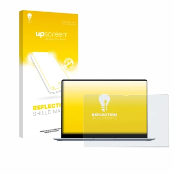 Parte frontal de un envase de producto con el logotipo de la marca upscreen. Al lado se muestra el dispositivo Samsung Galaxy 