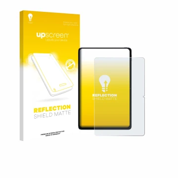 Parte frontal de un envase de producto con el logotipo de la marca upscreen. Al lado se muestra el dispositivo Xiaomi POCO Pad